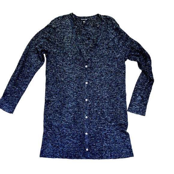 Eileen Fisher Grey Button Down Knitted Long Cardigan Size Large - Picture 1 of 3